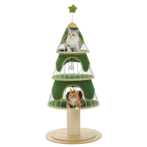 Christmas Cat Tree Tower with Cozy Condos