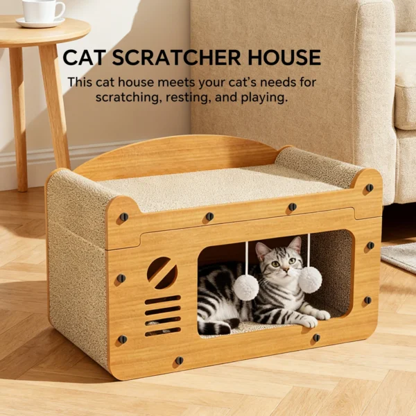Multi-Function Cat Scratcher House Box