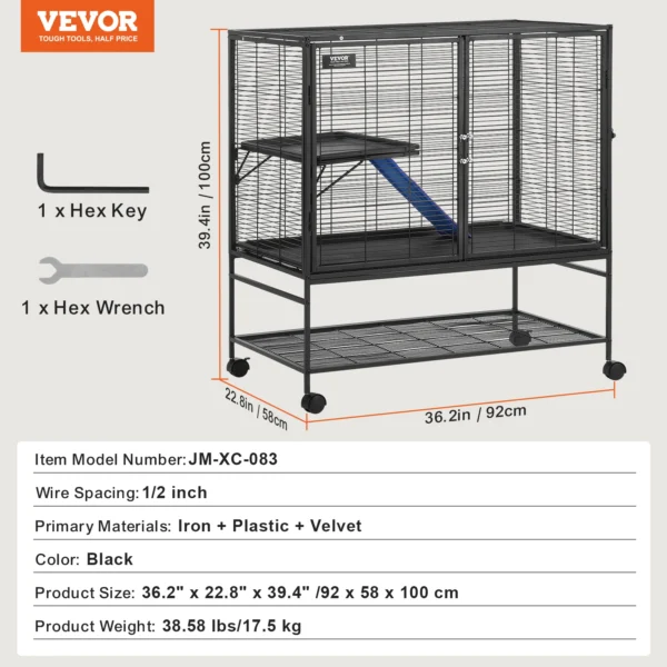 Rolling Metal Small Animal Cage for Rats Hamster Guinea Chinchilla