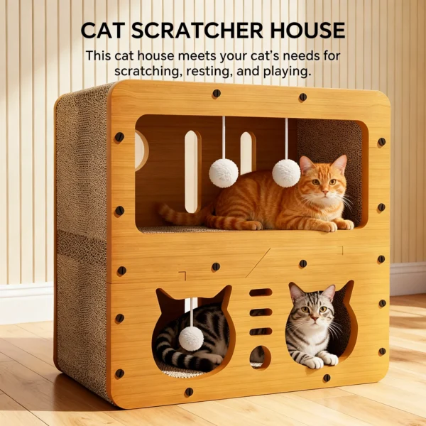 Indoor Cardboard Cat Scratcher Hideout