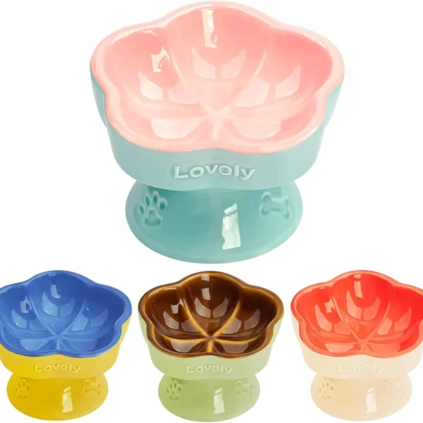 Elevated Ceramic Cat Bowl with Tilt